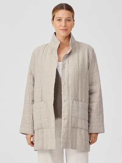 Eileen Fisher Organic Linen Quilted Jacket In Neutral