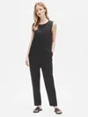 Eileen Fisher Organic Linen Round Neck Jumpsuit In Black