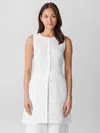 Eileen Fisher Organic Linen Round Neck Long Vest In White