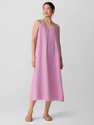 Eileen Fisher Organic Linen Scoop Neck Dress In Pink