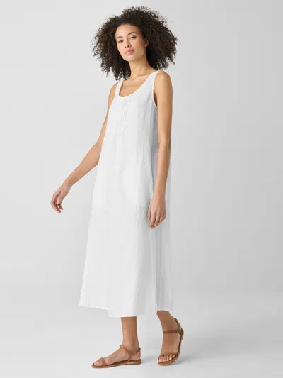 Eileen Fisher Organic Linen Scoop Neck Dress In White
