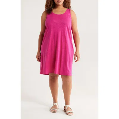 Eileen Fisher Organic Linen Scoop Neck Sleeveless Shift Dress In Pink