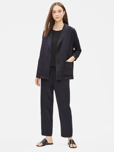 Eileen Fisher Organic Linen Shawl Collar Jacket In Black