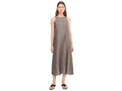 Eileen Fisher Organic Linen Sheen Full Length Dress In Brown