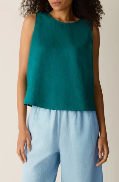 Eileen Fisher Organic Linen Shell In Green