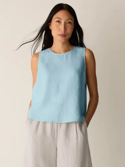 Eileen Fisher Organic Linen Shell In Blue
