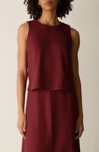 Eileen Fisher Organic Linen Shell In Brown