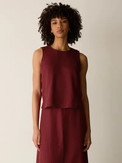 Eileen Fisher Organic Linen Shell In Burgundy