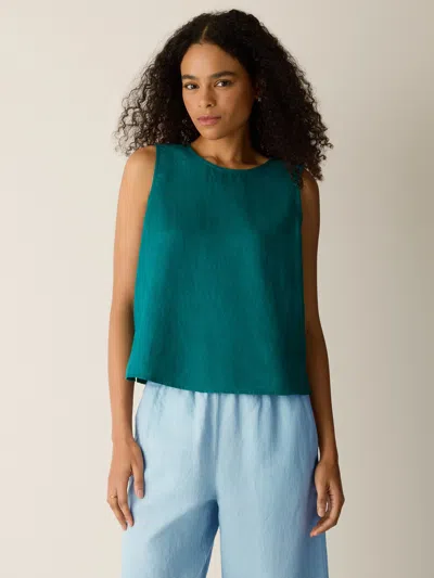 Eileen Fisher Organic Linen Shell In Green