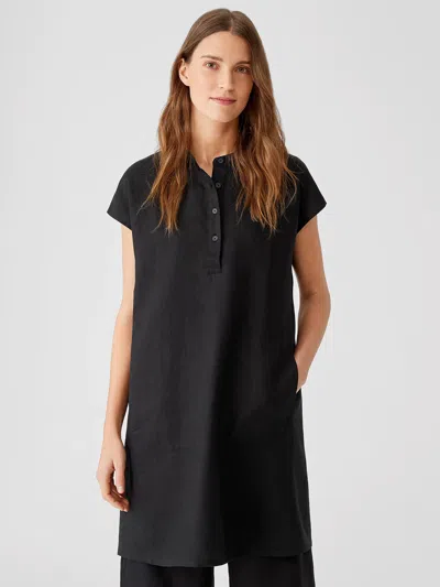 Eileen Fisher Organic Linen Shirtdress In Black