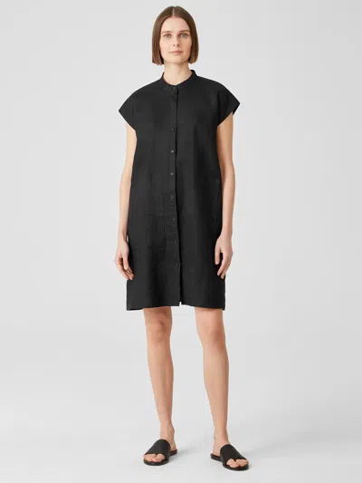 Eileen Fisher Organic Linen Shirtdress In Black