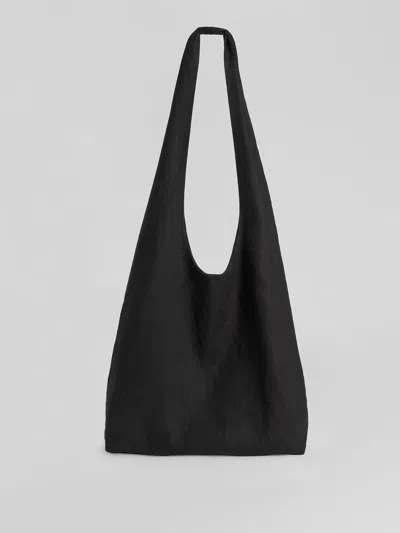 Eileen Fisher Organic Linen Shopper Tote In Black
