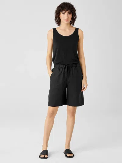 Eileen Fisher Organic Linen Shorts In Black