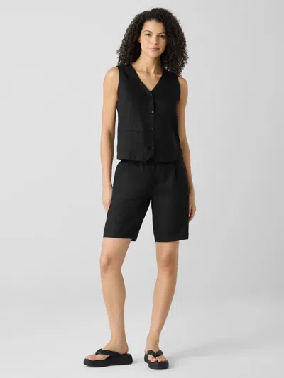 Eileen Fisher Organic Linen Shorts In Black