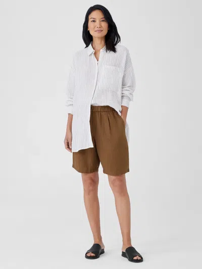 Eileen Fisher Organic Linen Shorts In Brown