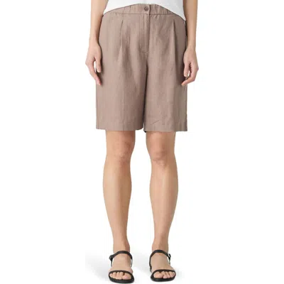 Eileen Fisher Organic Linen Shorts In Cocoa