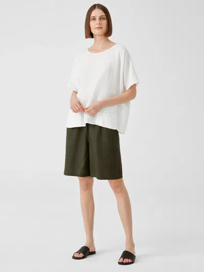 Eileen Fisher Organic Linen Shorts In Green