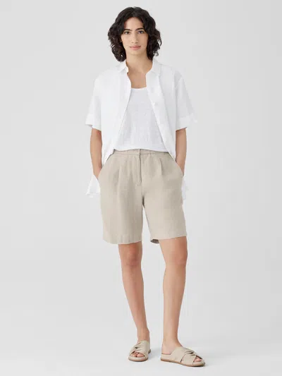 Eileen Fisher Organic Linen Shorts In Undyed Natural