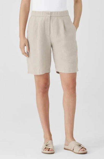 Eileen Fisher Organic Linen Shorts In Tan