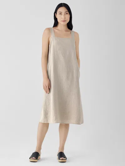 Eileen Fisher Organic Linen Square Neck Dress In Neutral