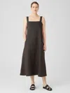 Eileen Fisher Organic Linen Square Neck Dress In Brown