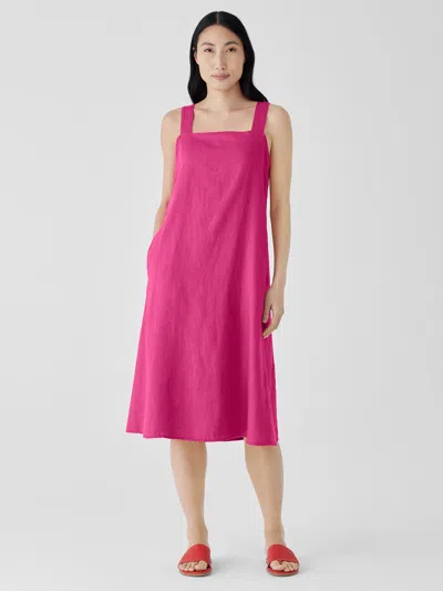 Eileen Fisher Organic Linen Square Neck Dress In Pink