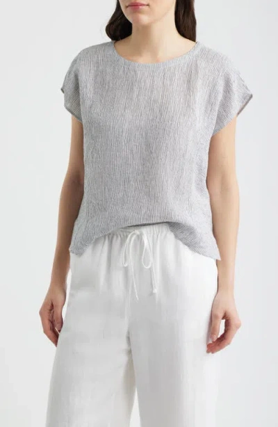 Eileen Fisher Organic Linen Square Top In Gray