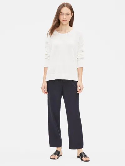 Eileen Fisher Organic Linen Straight Cropped Pant In White