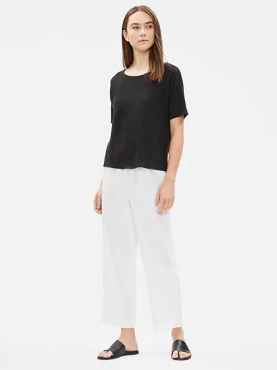 Eileen Fisher Organic Linen Straight Cropped Pant In Black