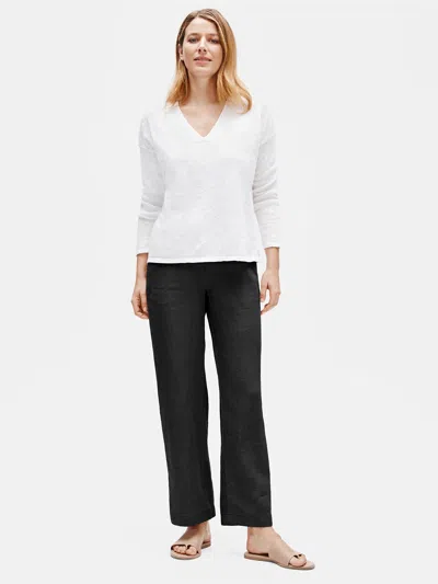 Eileen Fisher Organic Linen Straight Pant In Black