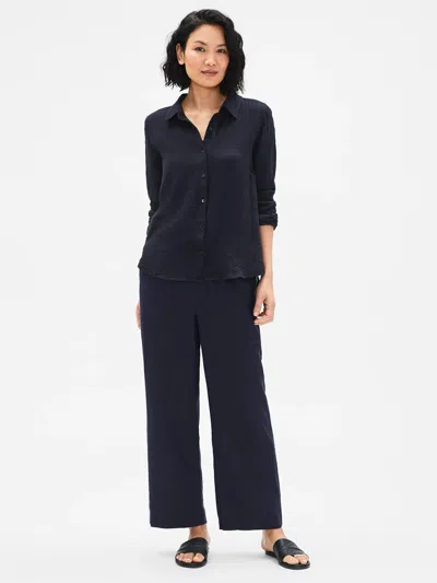 Eileen Fisher Organic Linen Straight Pant In Blue