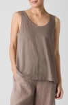 Eileen Fisher Organic Linen Tank In Cocoa