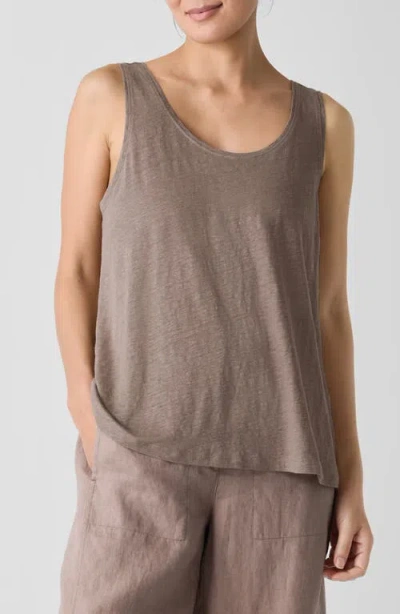 Eileen Fisher Organic Linen Tank In Cocoa