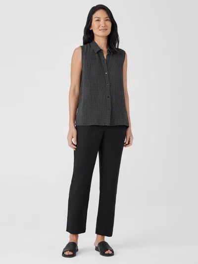 Eileen Fisher Organic Linen Tapered Pant In Black