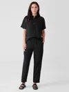 Eileen Fisher Organic Linen Tapered Pant In Black
