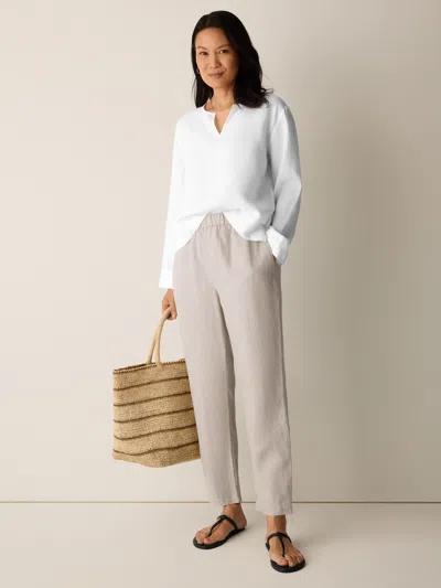 Eileen Fisher Organic Linen Tapered Pant In Undyed Natural
