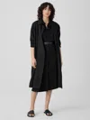 Eileen Fisher Organic Linen Trench Coat In Black
