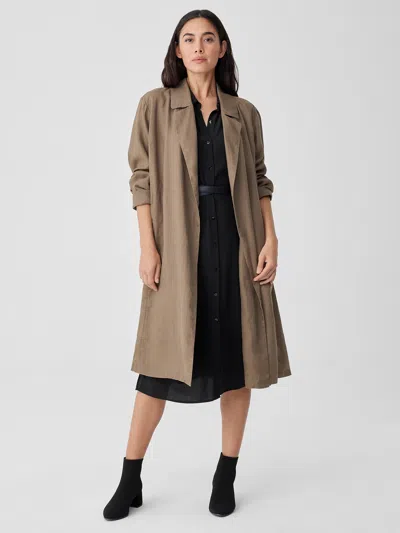 Eileen Fisher Organic Linen Trench Coat In Brown
