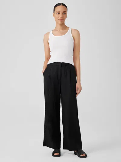 Eileen Fisher Organic Linen Trouser Pant In Black