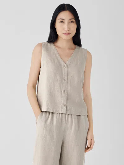 Eileen Fisher Organic Linen Vest In Black
