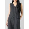 Eileen Fisher Linen Tie Back Vest In Graphite