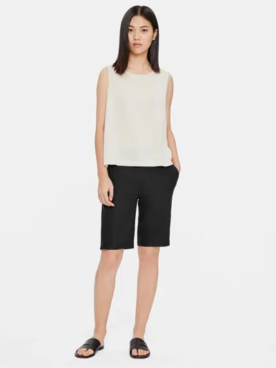 Eileen Fisher Organic Linen Walking Shorts In Black