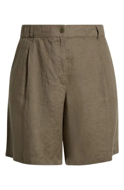Eileen Fisher Organic Linen Walking Shorts In Brown