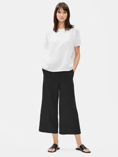 Eileen Fisher Organic Linen Wide-leg Cropped Pant In Black