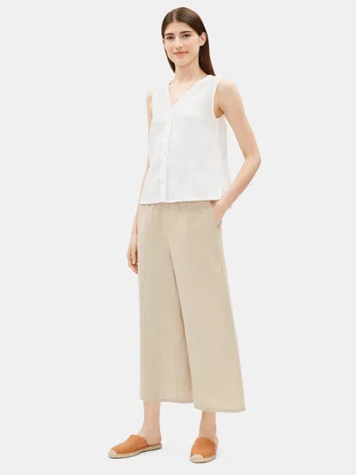 Eileen Fisher Organic Linen Wide-leg Cropped Pant In Neutral