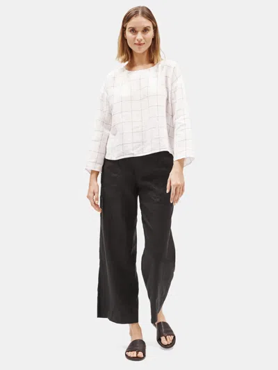 Eileen Fisher Organic Linen Wide-leg Pant In Black