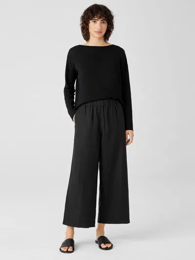 Eileen Fisher Organic Linen Wide-leg Pant In Black