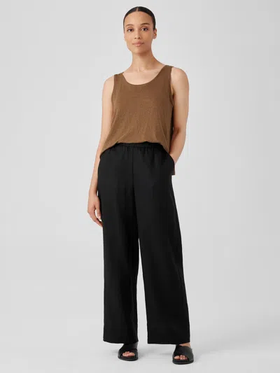 Eileen Fisher Organic Linen Wide-leg Pant In Black