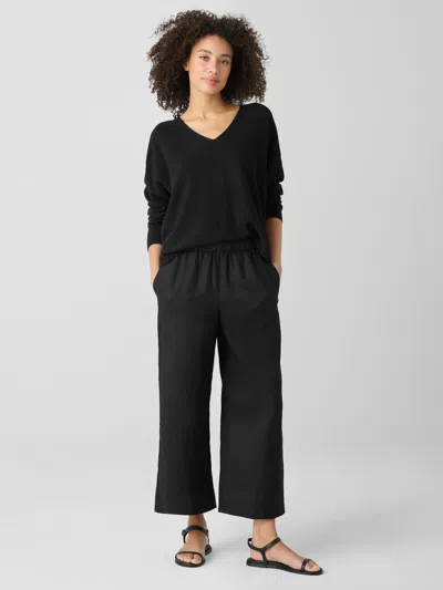 Eileen Fisher Organic Linen Wide-leg Pant In Black