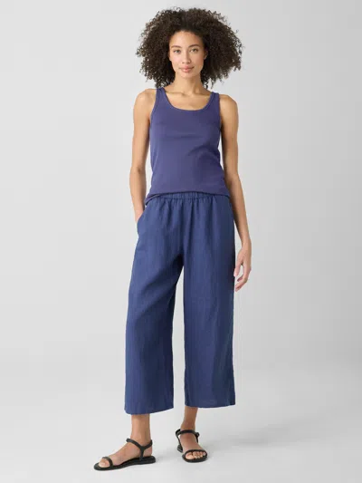 Eileen Fisher Organic Linen Wide-leg Pant In Blue